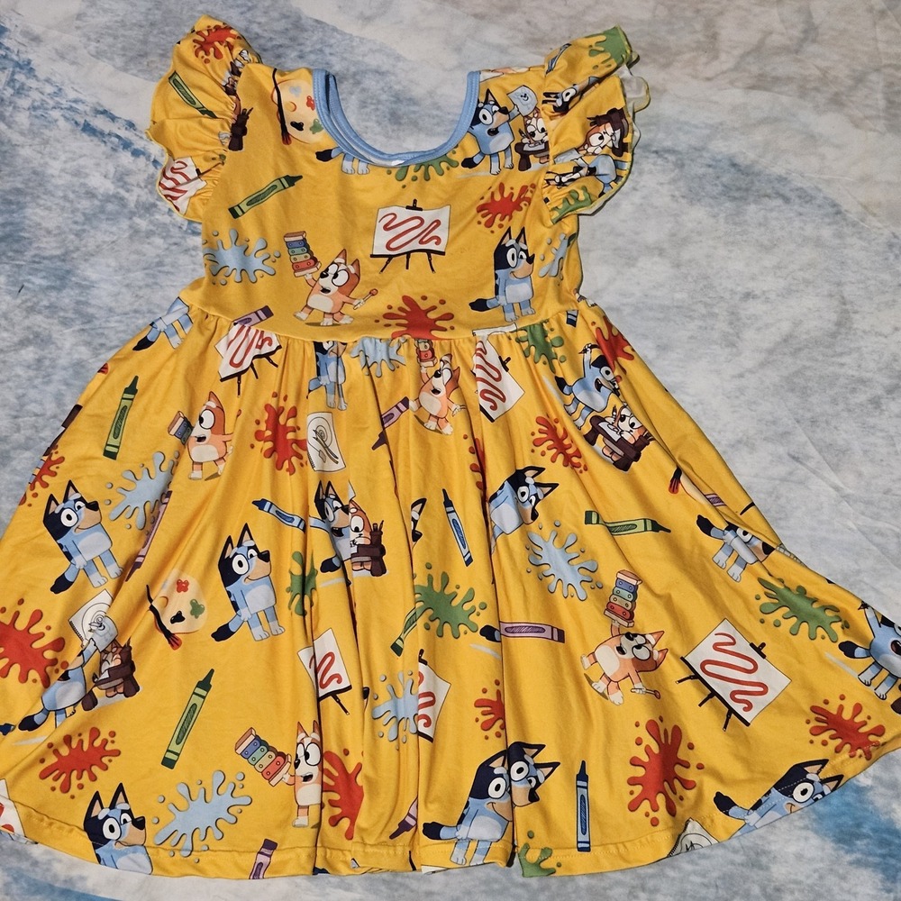 Milksilk Back to School Cartoon Dog Twirl Dress Girls Size 8/9 Pockets